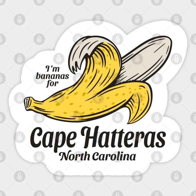 Cape Hatteras, NC Summertime Vacationing Going Bananas Sticker by Contentarama